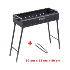 Мангал со складными ножками и щипцами, из стали 2 мм (ДШВ: 80 x 33 х 80 см)