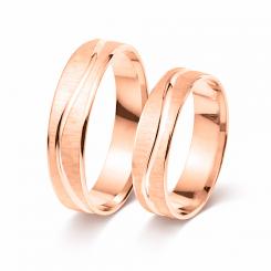 Wedding rings in 585 rose gold, matt finish, width ≈5.0 mm / Price for 1 ring each