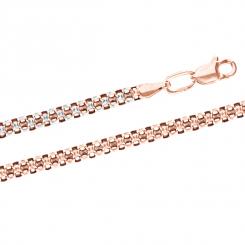 nice bracelet and chain, rose gold 585, Fantasie-Flechten, width von about 4 mm, at 45 cm weight about 4,6 gr.