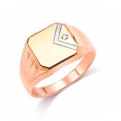 Отличное мужское кольцо из красного золота 585 пробы, украшенный фианитом, вес ≈ 5,5 гр