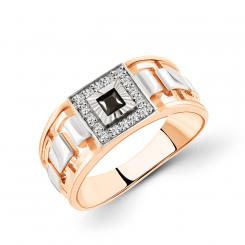 Amazing men's ring, rose gold 585, rhodium-plated, with zirconia