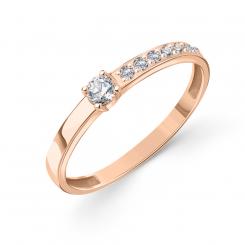 Attraktiver Damenring, Russisches Rotgold 585, mit 8 Zirkonia, Frontbreite ca. 3 mm