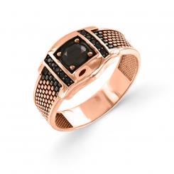 Precious men's ring, rose gold 585, zirconia