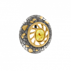 Amazing pendant, silver 925, gold-plated, rhodium-plated, with amber, height approx. 25 mm