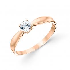 Attraktiver Damenring aus 585er Rotgold mit 1 Zirkonia - Durchmesser ca. 4 mm
