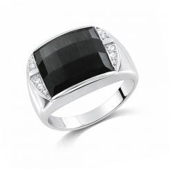 Уникальное женское кольцо из серебра 925 пробы, с кошачьим глазом и фианитами