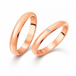 Wedding rings 585 red gold - with 0,02ct. diamond (WSI) or without - price per ring