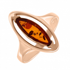 Eleganter Damenring mit Bernstein aus 925er Silber mit Rotgoldvergoldung in Ovalform