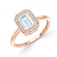 Damenring aus Rotgold 585, mit Zirkonia ca. 7x5 mm, Kastengröße ca. 10x8 mm