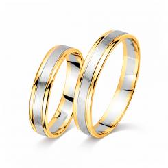 Trauringe, Gelb-/Weißgold 585, mit glänzender und matter Oberfläche, Breite ca. 4,0 mm / Preis für je 1 Ring
