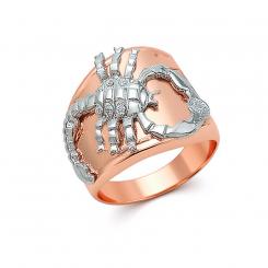 Auffälliger Herrenring, Rot-/Weißgold 585, Zirkonia,  Gewicht ca. 15,2 g