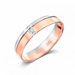 Wedding rings in 585 red/white gold, with 3 diamonds / Price for 1 ring each