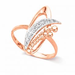 Ladies' ring, red/white gold 585°, zirconia