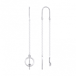 Ohrringe als Durchzieher, Silber 925, mit Zirkonia, Höhe ca. 62 mm