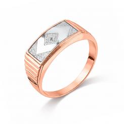 Hochwertiger Herrenring, Rot-/Weißgold 585