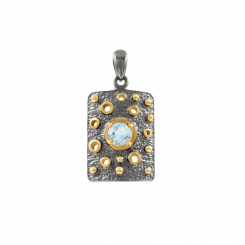 Anhänger aus Silber 925 mit Topas, vergoldet, rhodiniert, Breite ca. 14 mm, Höhe ca. 28 mm