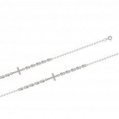 Привлекательный браслет из серебра 925 пробы, с крестиком и фианитами, длина креста ≈ 10 мм, с регулируемой длиной ≈ 17-19 см.