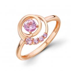 Женское кольцо с аметистами из русского красного золота 585 пробы, диаметр центральной части кольца ≈ 10 мм