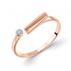 Ladies' ring in 585 rose gold with brilliant-cut diamond, 1 piece, 0.02 ct. GSI