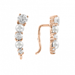 Ohrringe aus 585 Rotgold, mit Perle und Zirkonia, Höhe ca. 15 mm