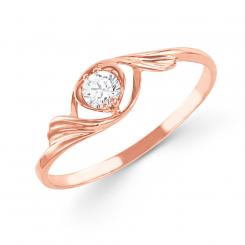 Милое женское кольцо из красного золота 585 пробы с фианитом Swarovski.