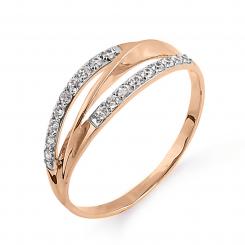 Женское кольцо с фианитами из русского красного золота 585 пробы