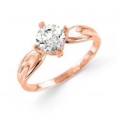 Attractive women's ring, red gold 585, with zirconia Swarovski