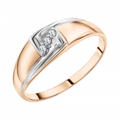 Damenring aus 585er Rotgold mit 3 Brillanten ca. 0,044 ct. HSI, Breite ca. 6 mm