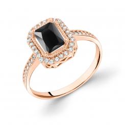 Women's ring with zirconia, Russian red gold 585, decorative part size approx. 11х9 mm