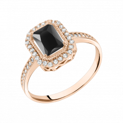 Женское кольцо с фианитами, русское красное золото 585 пробы, размер декоративной части примерно 11х9 мм