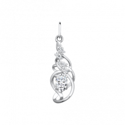 Элегантная подвеска из серебра 925 пробы с 8 фианитами, ширина ≈ 8 мм, высота ≈ 28 мм