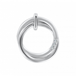 Подвеска, серебро 925 пробы, с фианитами, диаметр ≈ 20 мм, высота ≈ 25 мм