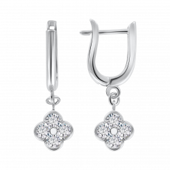 Серьги, серебро 925 пробы, с фианитами, высота ≈ 30 мм