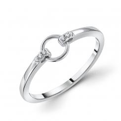 Элегантное женское кольцо из серебра 925 пробы с фианитами, диаметр центральной декоративной части ≈ 6 мм
