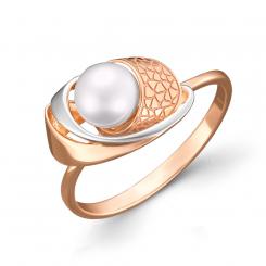 Ladies' ring in 585 red / white gold with pearl - diameter approx. 6-7 mm