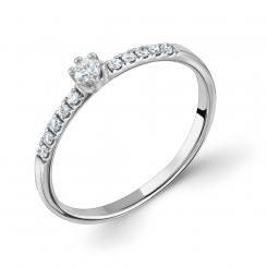 Ladies' ring in 585 white gold with diamonds - 11 pieces, 0.17 ct. GSI