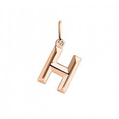Стильная подвеска в виде буквы "Н" из красного золота 585 пробы, ширина ≈ 8 мм, высота изделия ≈ 19 мм.