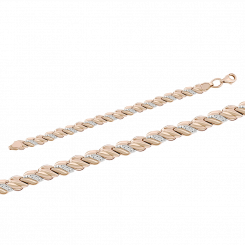 Charmantes Armband, Russisches Rotgold 585, rhodiniert, mit Diamant-Facetten, Breite ca. 7 mm, Länge  20/ 20,5 cm, Gewicht in 20 cm ca. 8,19 g.