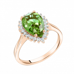 Schöner Damenring, Russisches Rotgold 585, mit Sultanit und Zirkonia