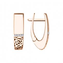 Ohrringe aus 585er Rotgold mit Zirkonia, Höhe ca. 21 mm