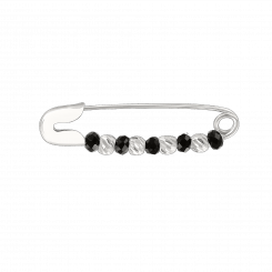 Брошь из серебра 925, с ониксом, длина ≈ 30 mm