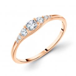 Elegant ladies' ring, Russian rose gold 585, with zirconia