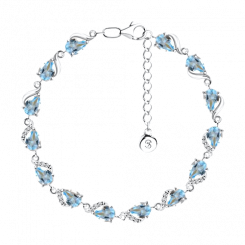 Элегантный браслет, серебро 925 пробы, с топазами, длина ≈ 19 см