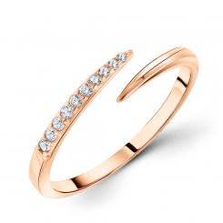 Современное женское кольцо из красного золота 585 пробы с фианитами