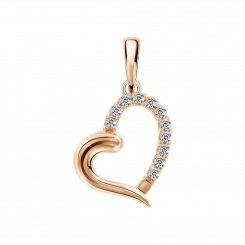 Herz-Anhänger aus 585er Rotgold mit Zirkonia, Höhe ca. 22 mm