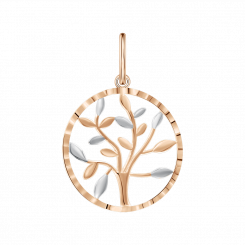 Anhänger "Baum des Lebens" aus Rot-/Weißgold 585, Ø ca. 17 mm, Höhe ca. 25 mm