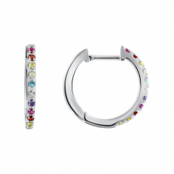 Farbenfrohe Creolen aus 925er Silber mit bunten Zirkonia, Höhe ca. 15 mm