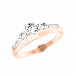 Damenring aus Rotgold 585 mit 11 Zirkonia