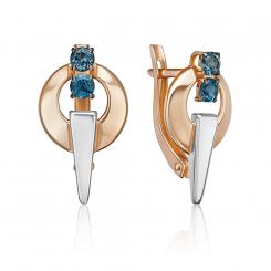 Ohrringe aus 585er Rot-/Weißgold mit Topasen, Höhe ca. 20 mm, Ø ca. 11 mm