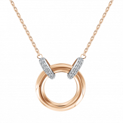 Kette mit Anhänger und Zirkonia aus Rotgold 585, Kettenlänge ca. 44-49 cm